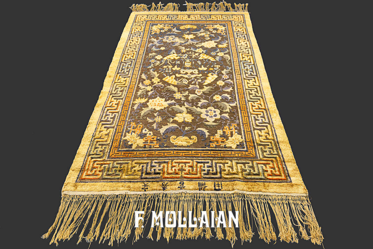 Imperial Antique Silk & Metal Chinese Souf (Metal Thread Field) Rug (201×120) n°:82860609